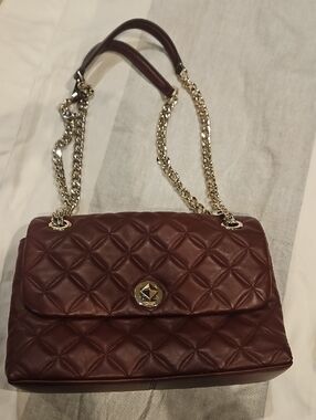 kate spade Quilted Burgundy Shoulder Bag with Gold Chain